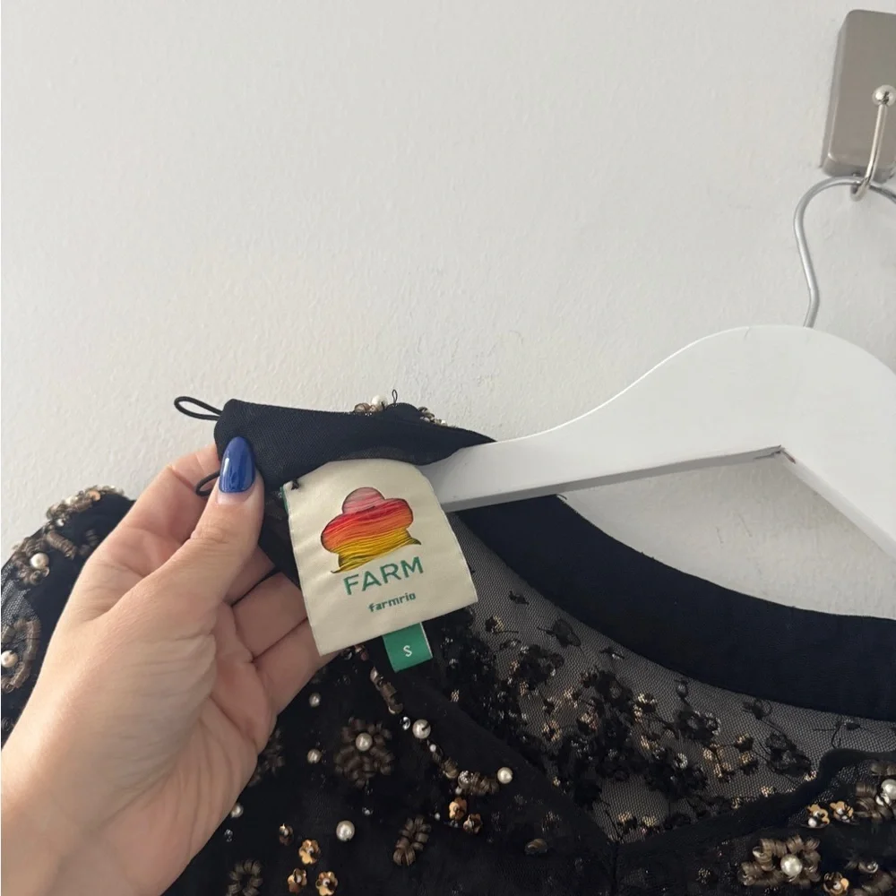 FARM RIO Mock Neck Sheer Embroidered Blouse